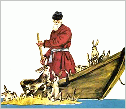 У какого известного поэта есть стихотворение об охотнике, спасающем зайцев от весеннего половодья?