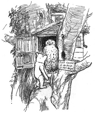 Сова и Винни Пух. Иллюстрация Э. Шепарда к 'Винни-Пуху' А.А.Милна