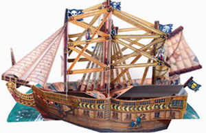 Объемная модель книжки-карусели "Корабль пиратов"